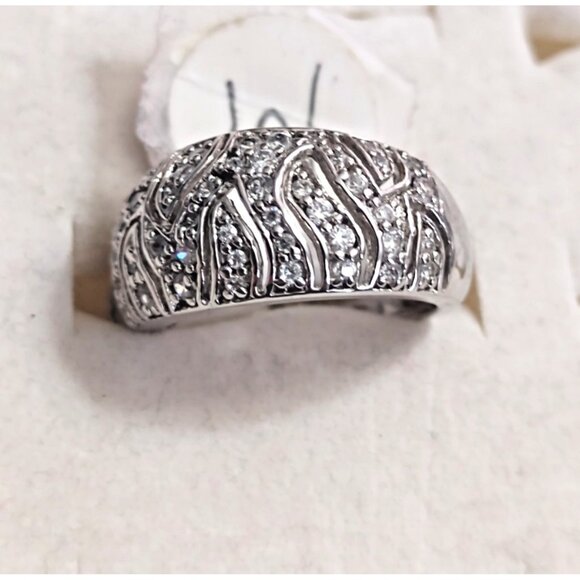 Italian 925 Sterling Silver Women's Ring with Cubic Zirconia -  Size 5 New - Picture 1 of 6